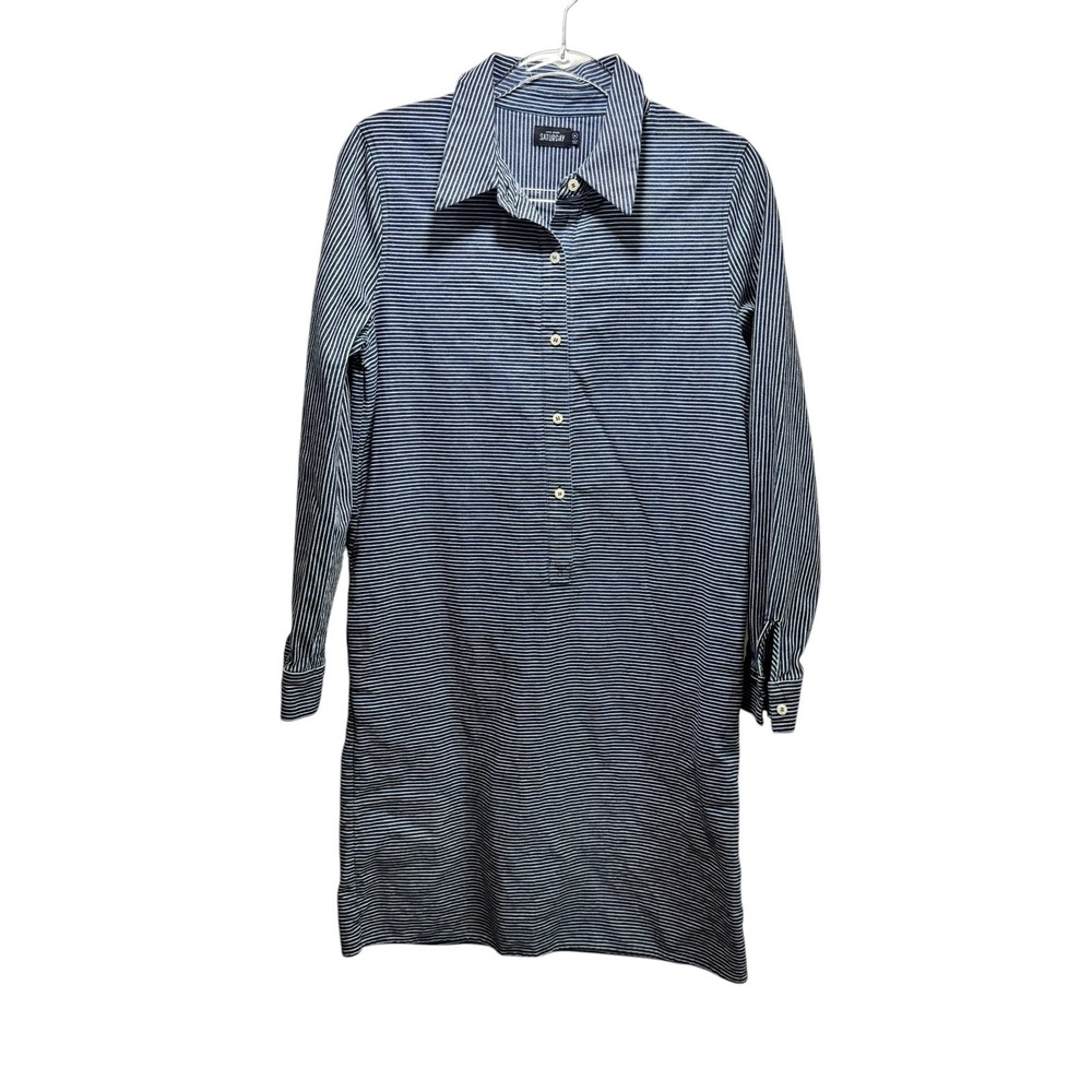 Kate Spade Preppy Chic Chambray Nautical Hamptons Shirt Dress Striped M Navy - Picture 2 of 8